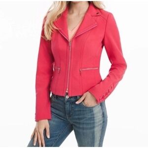White House Black Market Women's Pink Moto Jacket Size 10